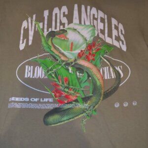 CVLA Men's Short Sleeve Graphic Tee Shirt L Tan 100% Cotton Blood Chaos Snake